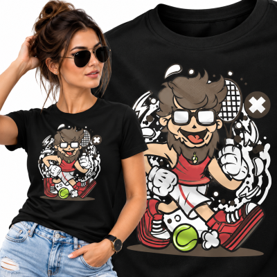 KOSZULKA DAMSKA  ANIMOWANA  HIPSTER TENIS PLAYER
